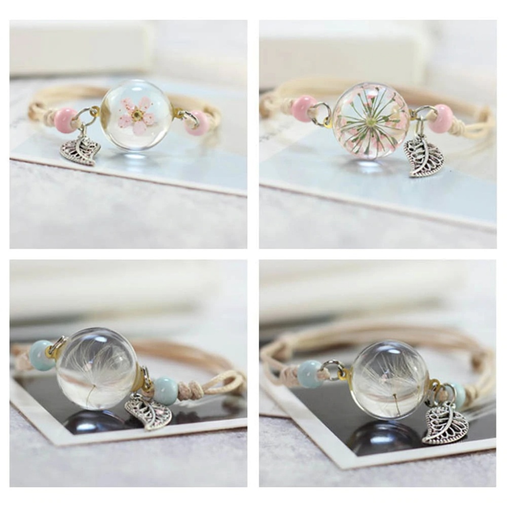 3/$30 Pink Dandelion Flower Leaf Encased Bracelet - Picture 2 of 3